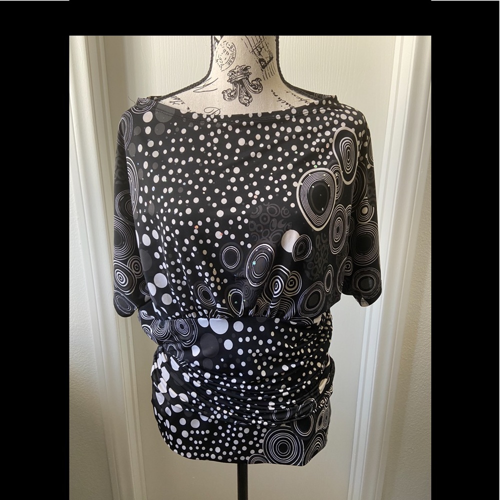 Black glitter polkadot blouse